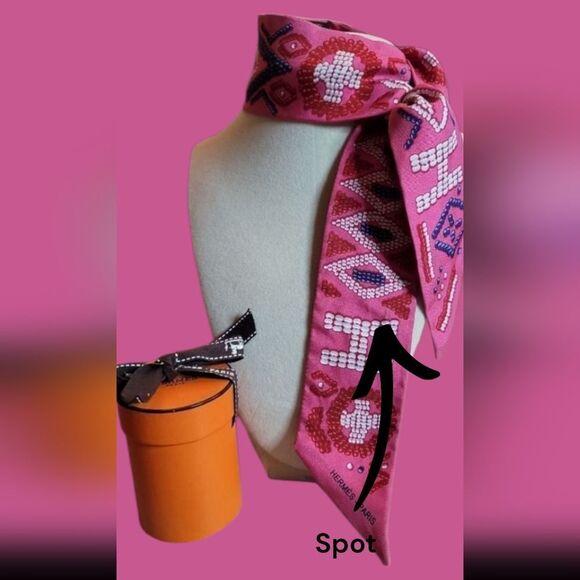 Hermes Pink Silk Scarf - Picture 9 of 9